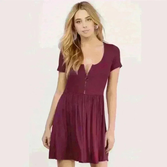 Tobi Taylor Baby Doll Skater Dress, Size M, Wine - Picture 1 of 4